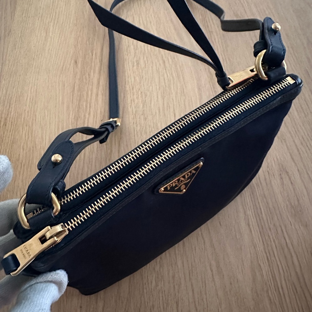 Prada Tessuto Nylon Soft Calf Double Zip crossbody bag - Picture 7 of 16